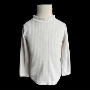 Uniqlo Kids White Ribbed Long Sleeve Crew Neck Sweater Size 3T-4T